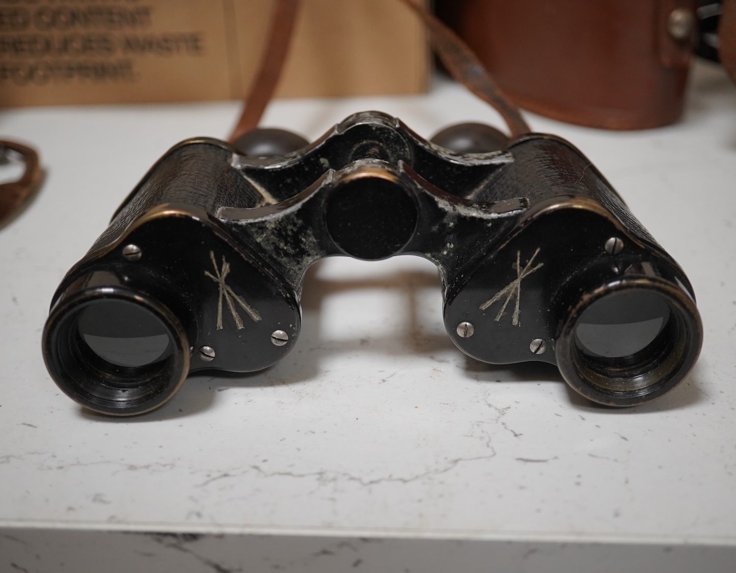 A pair of Taiga binoculars, various cameras etc. Condition - appears fair